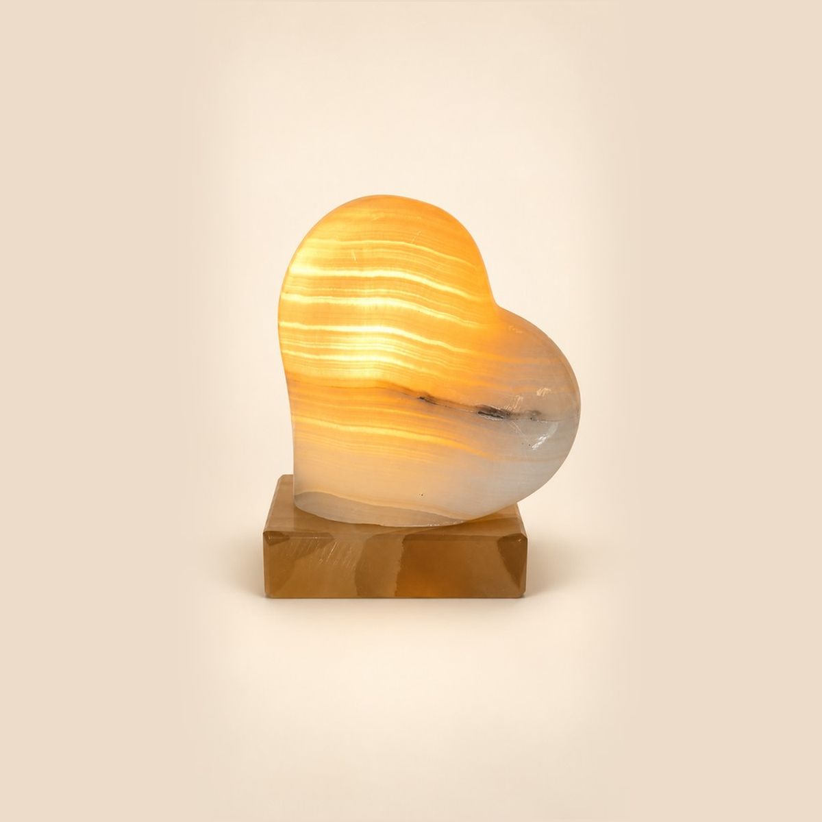 Lámpara de corazón de mármol y ónix