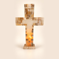Lámpara con cruz de Jesucristo de mármol y ónix natural