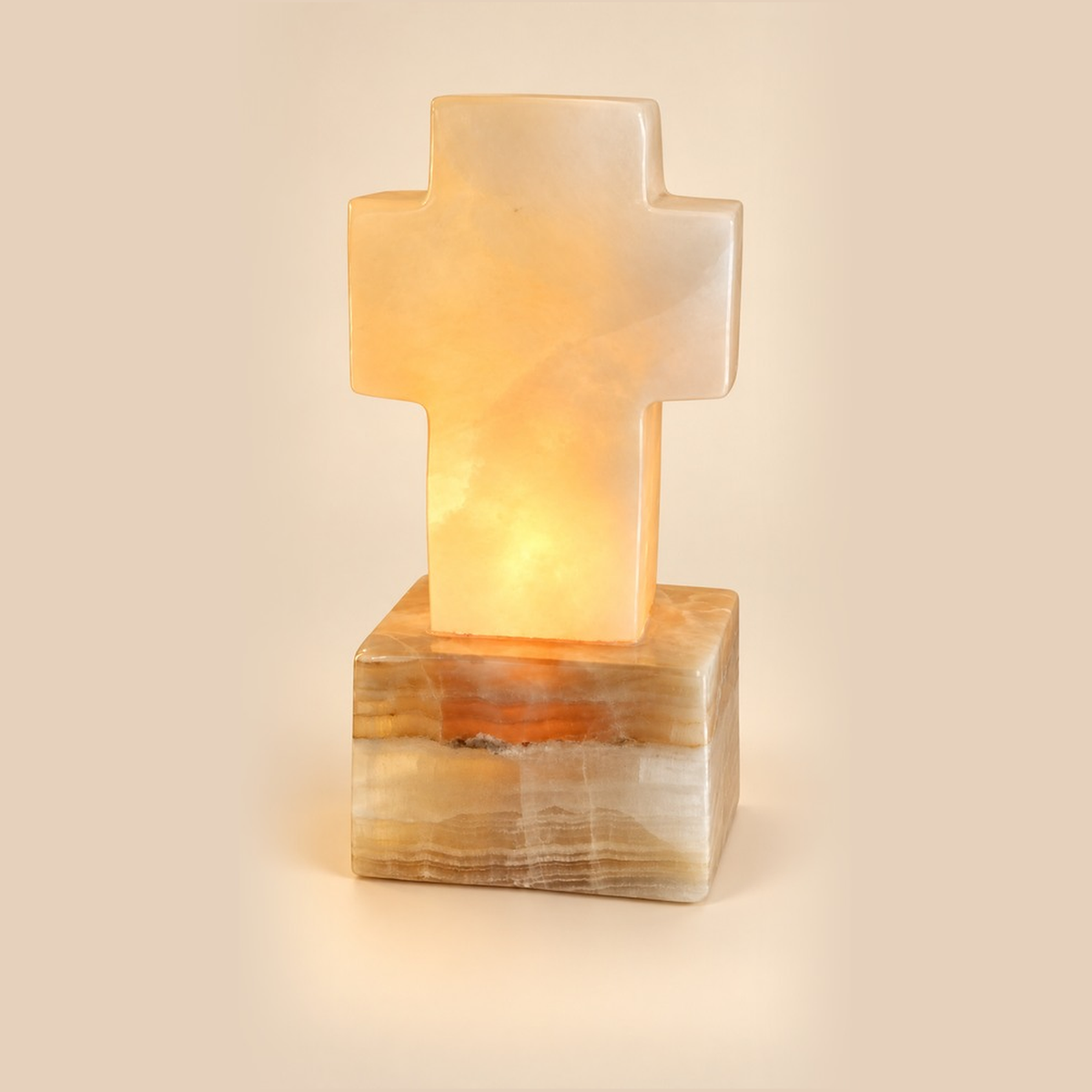 Lámpara de cruz de ónix y mármol